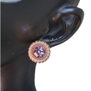 Vintage 1928 Collection Earrings – Pink Crystal & Faux Pearl Glam (1980s-90s)